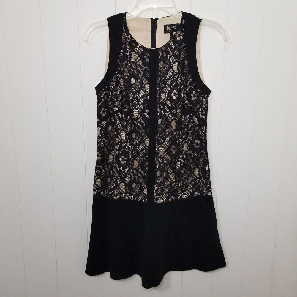 Laundry by Shelli Segal Little Black Dress Lace Sleeveless Party Wedding Size 2